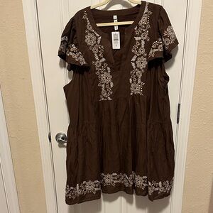 Torrid Brown Floral Embroidered Dress